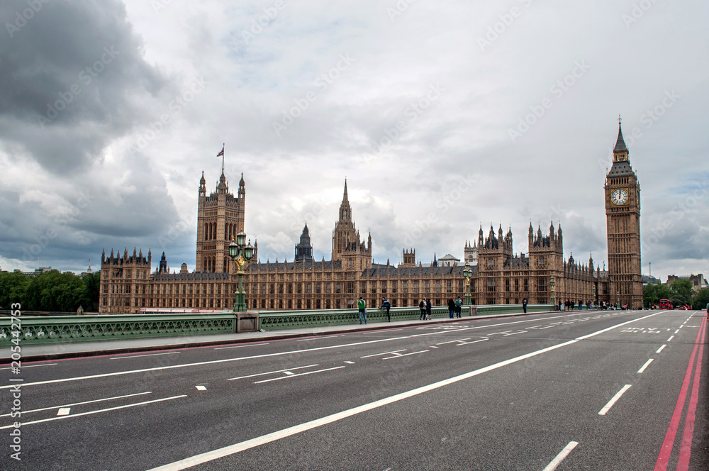 The British Parliament in Westminster from the bridge - London, United Kingdom
