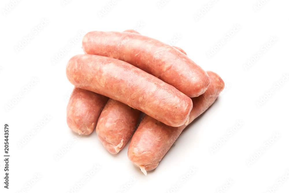 Grilled sausages isolated on white background Grilled sausages isolated on white background