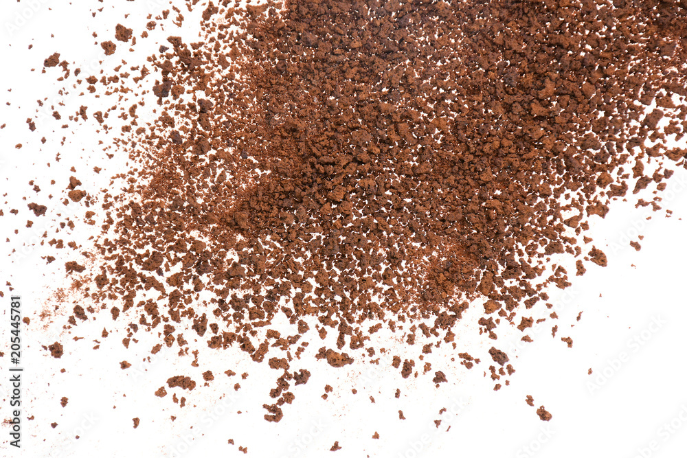 Instant coffee texture on white background Instant coffee texture on white background