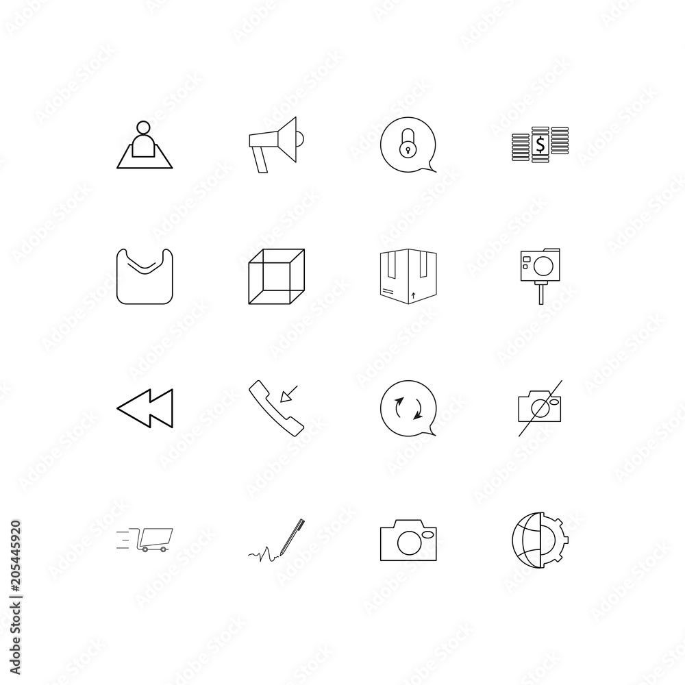 Interface linear thin icons set. Outlined simple vector icons Interface linear thin icons set. Outlined simple vector icons