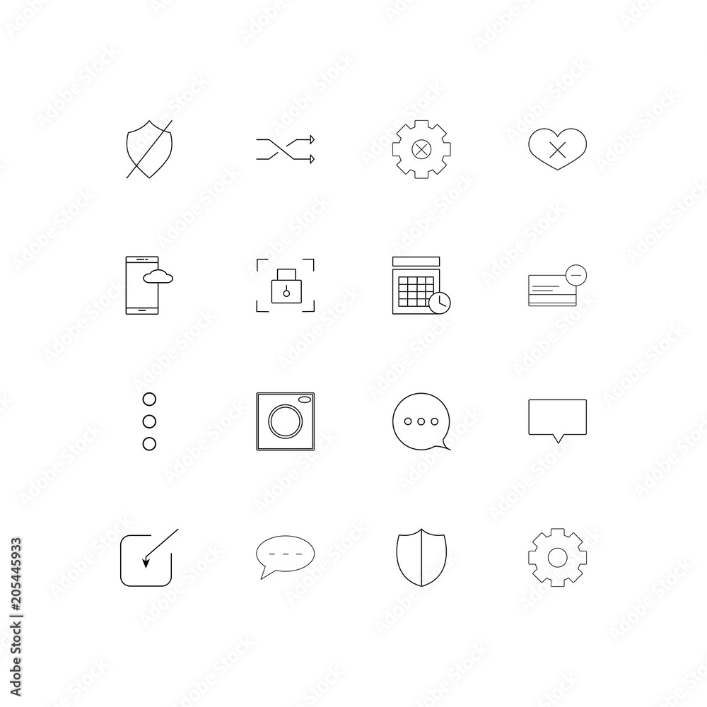 Interface linear thin icons set. Outlined simple vector icons Interface linear thin icons set. Outlined simple vector icons