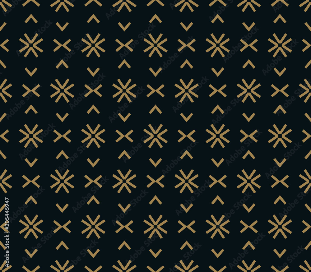 Seamless pattern of intersecting thin gold lines on black background. Abstract seamless ornament. Seamless pattern of intersecting thin gold lines on black background. Abstract seamless ornament.