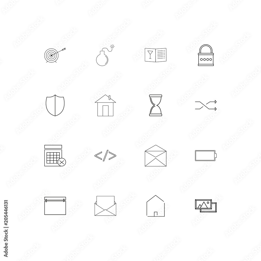 Interface linear thin icons set. Outlined simple vector icons Interface linear thin icons set. Outlined simple vector icons
