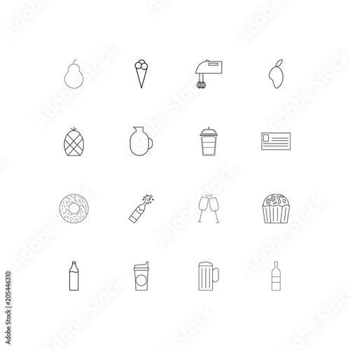 Food And Drink linear thin icons set. Outlined simple vector icons