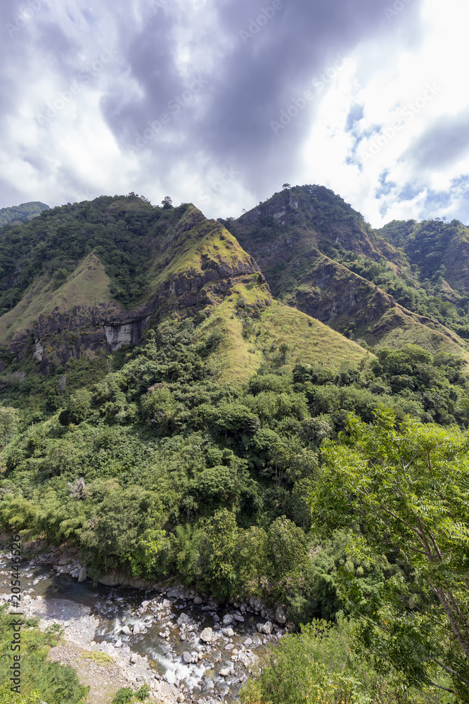 A portrait view of a canyon near the city of Ende in East Nusa Tenggara, Indonesia.