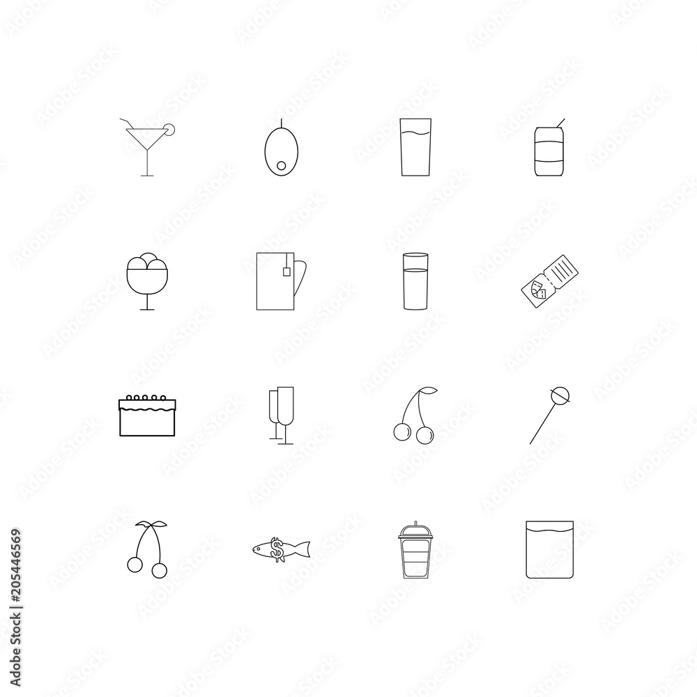 Food And Drink linear thin icons set. Outlined simple vector icons
