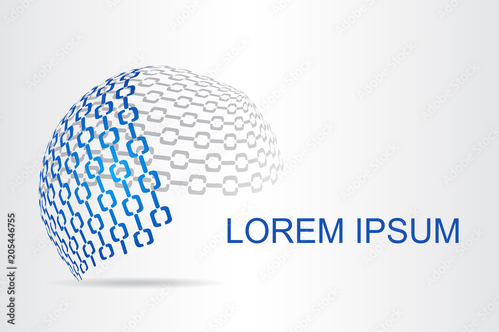 Abstract technology logo stylized spherical surface with abstract shapes. Abstract technology logo stylized spherical surface with abstract shapes.