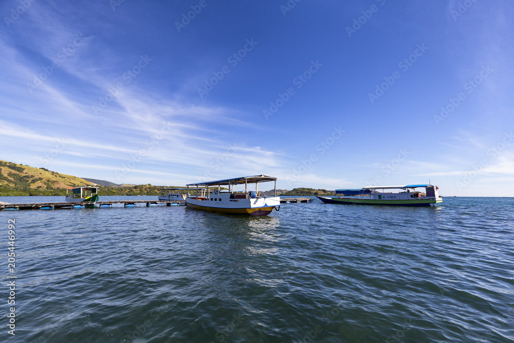 The main pier where tourists gather in Riung, Indonesia.