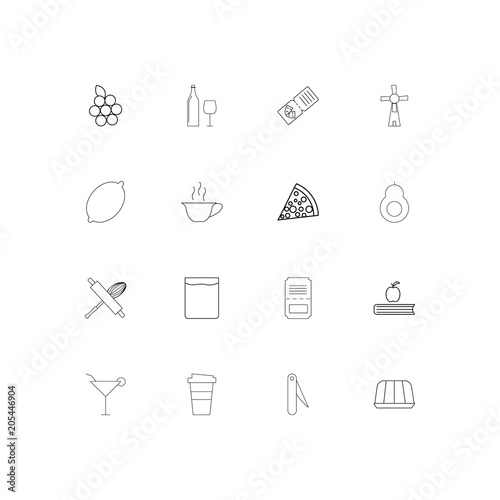 Food And Drink linear thin icons set. Outlined simple vector icons