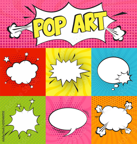 Set of Cartoon,Comic Speech Bubbles in Pop Art Style. Vector illustration for posters, social media banners, email and newsletter designs promotional material