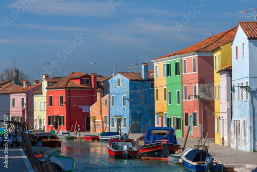 Colorful houses in Burano  Venice  Italy.