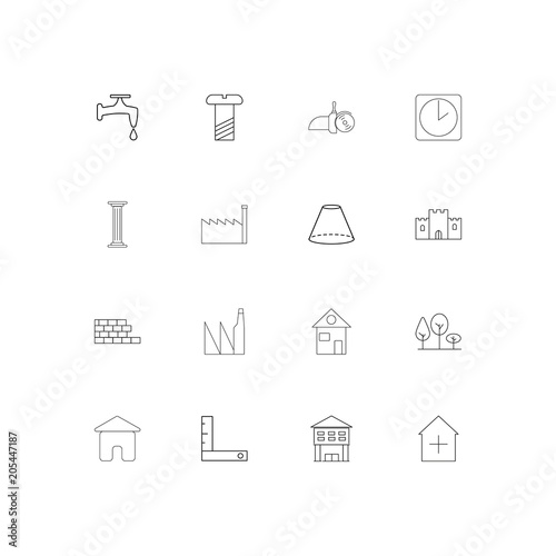 Buildings And Constructions linear thin icons set. Outlined simple vector icons © Birgul