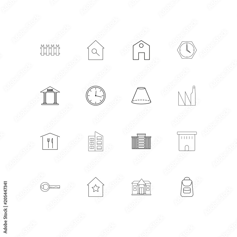 Buildings And Constructions linear thin icons set. Outlined simple vector icons Buildings And Constructions linear thin icons set. Outlined simple vector icons