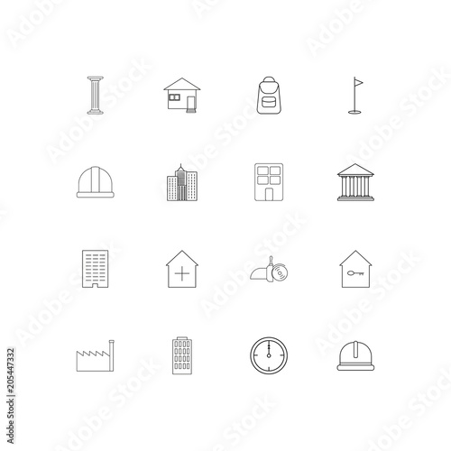 Buildings And Constructions linear thin icons set. Outlined simple vector icons © Birgul