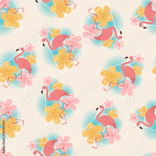 Flamingos exotic seamless pattern