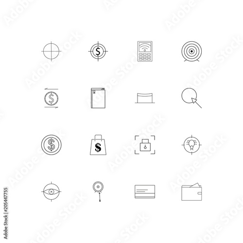 Banking, Finance And Money linear thin icons set. Outlined simple vector icons