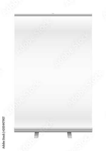 Blank wide roll up banner mock up isolated on the white background