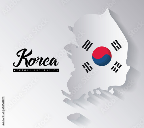 south korea design map icon over gray background, colorful design. vector illustration