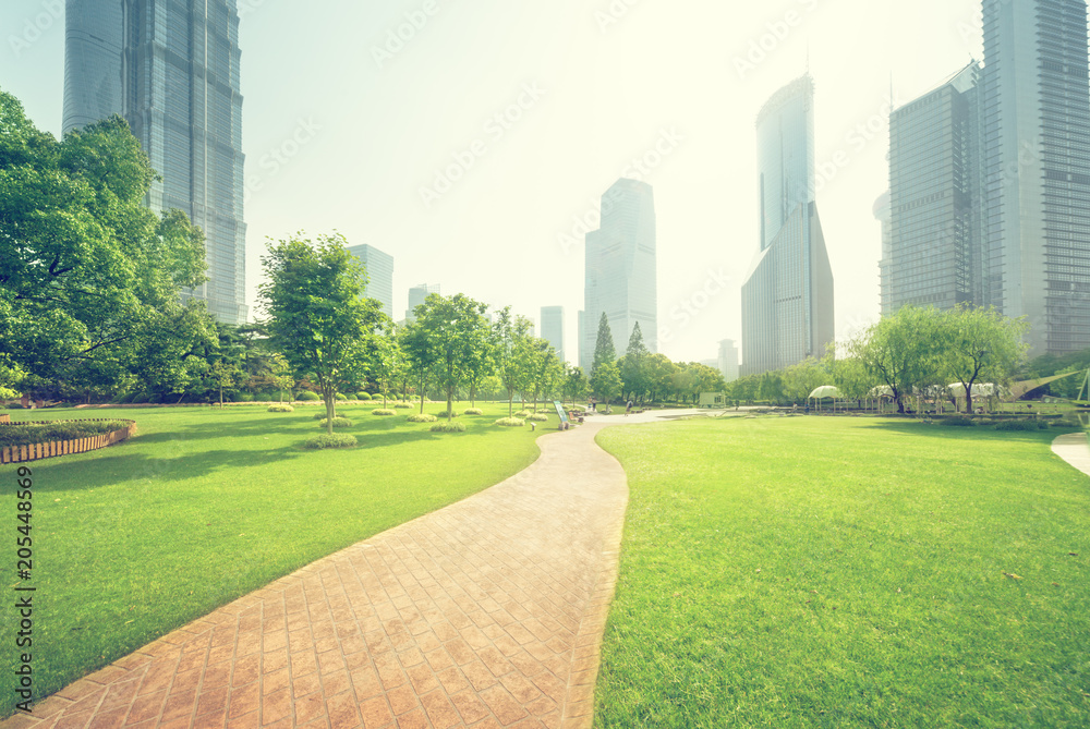 park in lujiazui financial center, Shanghai, China park in lujiazui financial center, Shanghai, China
