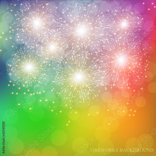 Colorful Fireworks Illustration. Vector.