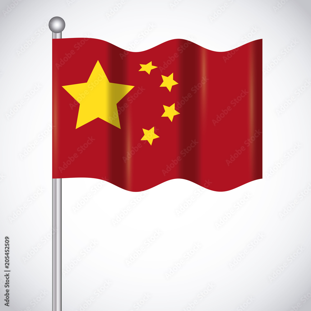 china flag design over white background, colorful design. vector illustration china flag design over white background, colorful design. vector illustration