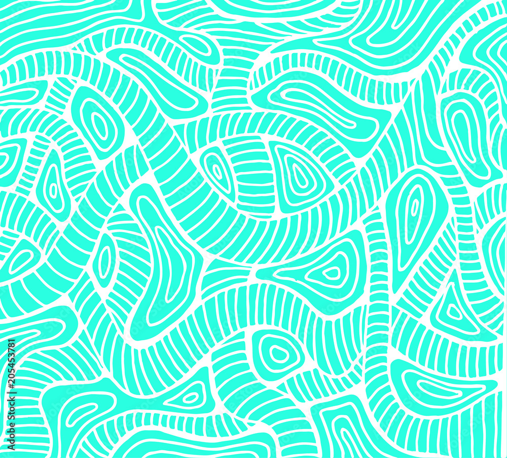 Obraz premium Menthol color abstract ornament, white outline background.