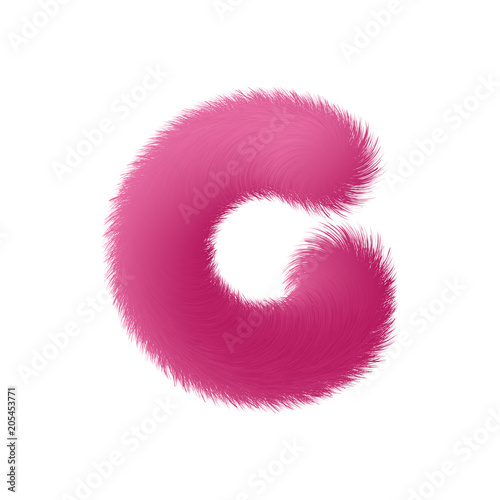 High Quality 3D Shaggy Letter G on White Background . Isolated Vector Element
