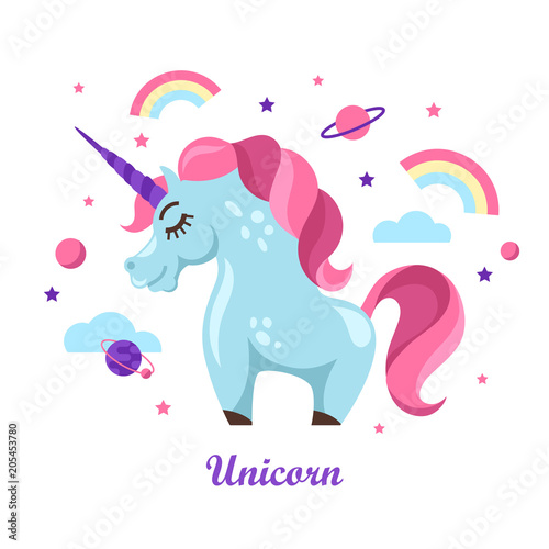 cartoon fairy unicorn. cute. childish. Vector illustration