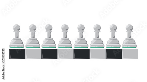 chessboard with pawns over white background, colorful design. vector illustration