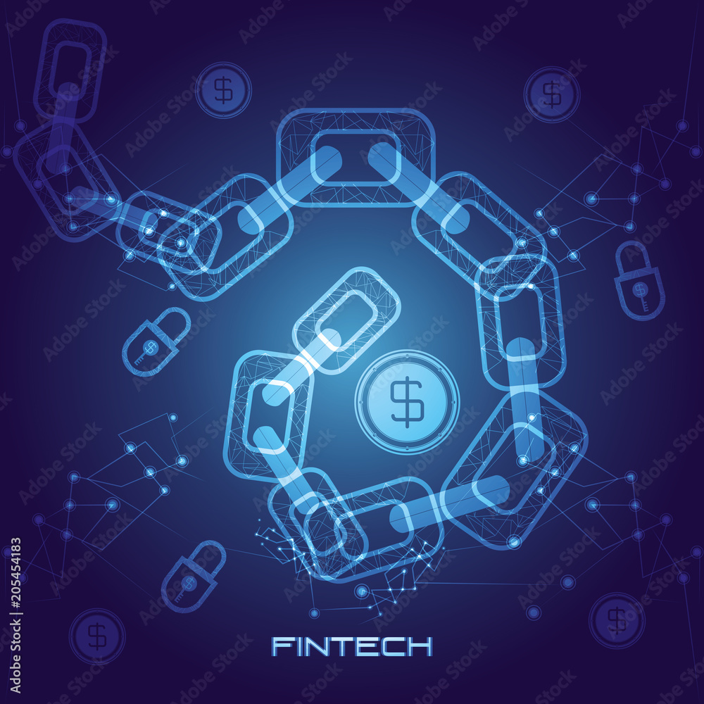 chain with money financial technology icon vector illustration design