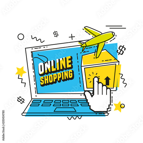 laptop computer with shopping online concept vector illustration design