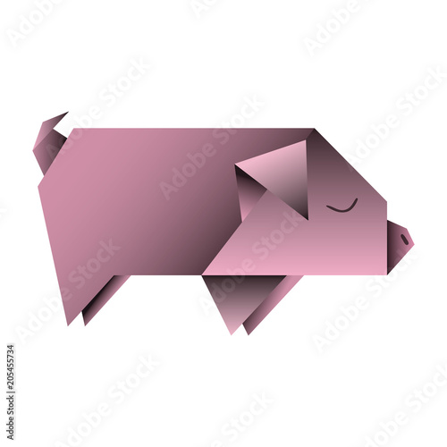 pig origami paper animal vector illustration design