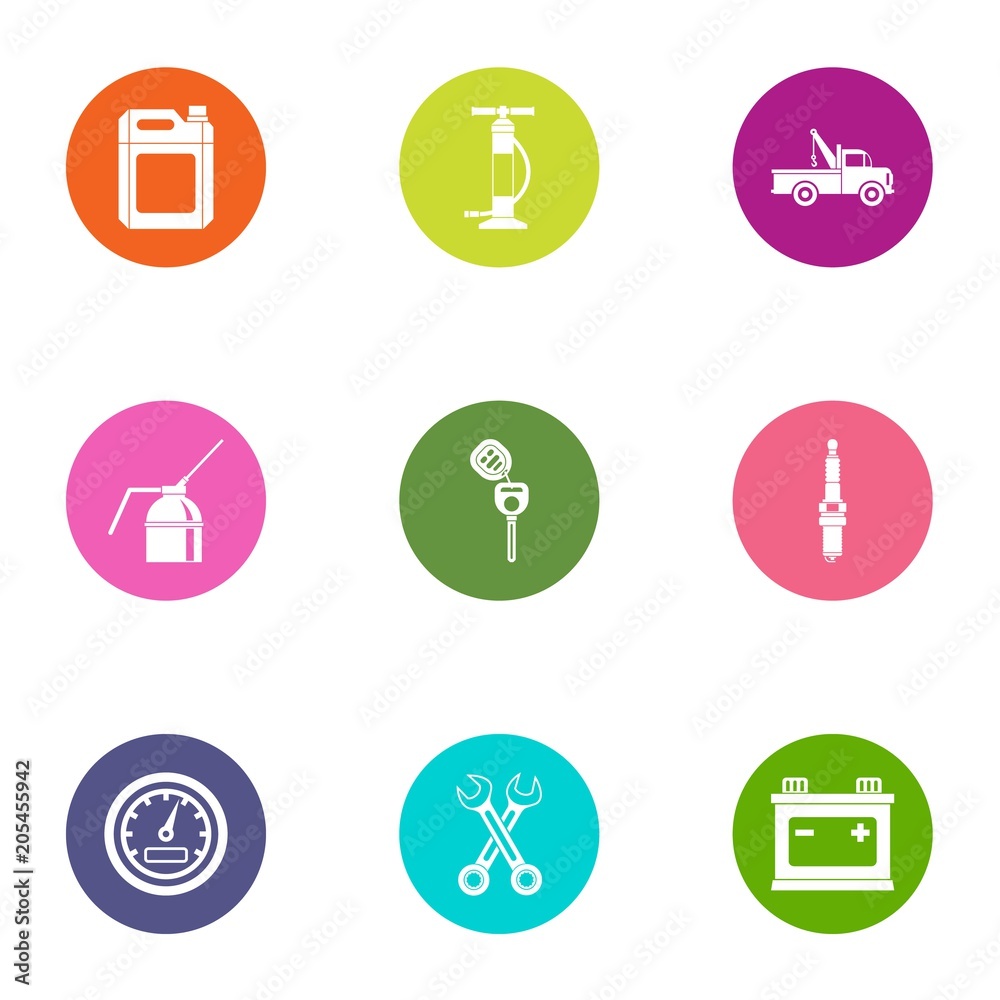 Car mechanic icons set. Flat set of 9 car mechanic vector icons for web isolated on white background Car mechanic icons set. Flat set of 9 car mechanic vector icons for web isolated on white background