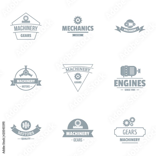 Machinery logo set. Simple set of 9 machinery vector logo for web isolated on white background