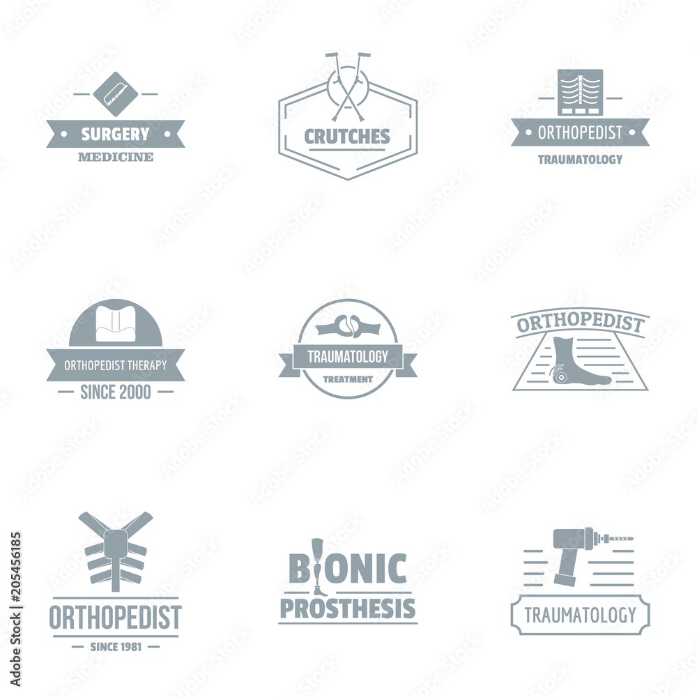 Bionic logo set. Simple set of 9 bionic vector logo for web isolated on white background