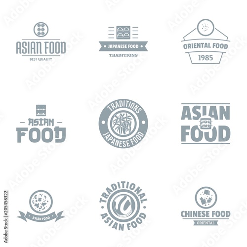 Asian fastfood logo set. Simple set of 9 asian fastfood vector logo for web isolated on white background