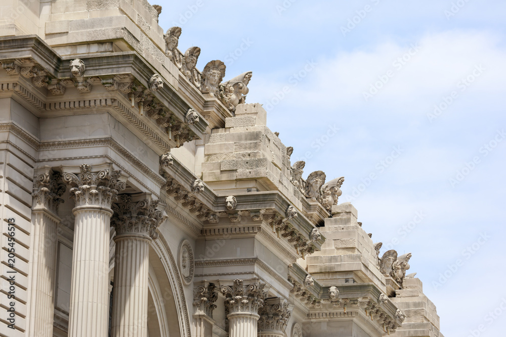 Upward view of architectural detail of the Metropolitan Museum of Art