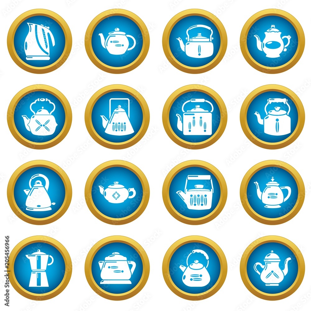 Teapot sport icons set. Simple illustration of 16 teapot vector icons for web Teapot sport icons set. Simple illustration of 16 teapot vector icons for web