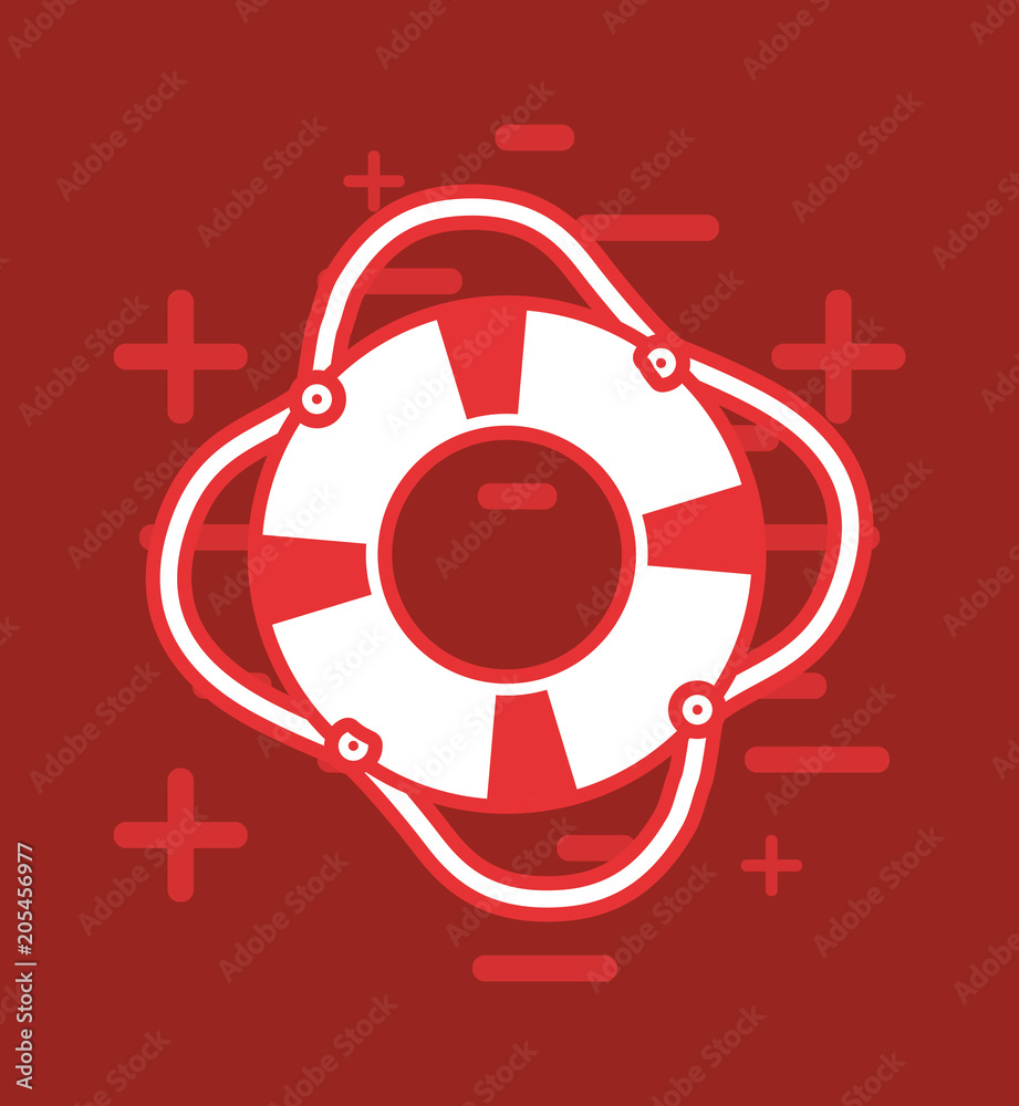 pool float icon over red background, colorful line design. vector illustration pool float icon over red background, colorful line design. vector illustration