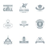 Grill logo set. Simple set of 9 grill vector logo for web isolated on white background
