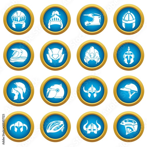 Helmet icons set. Simple illustration of 16 helmet vector icons for web