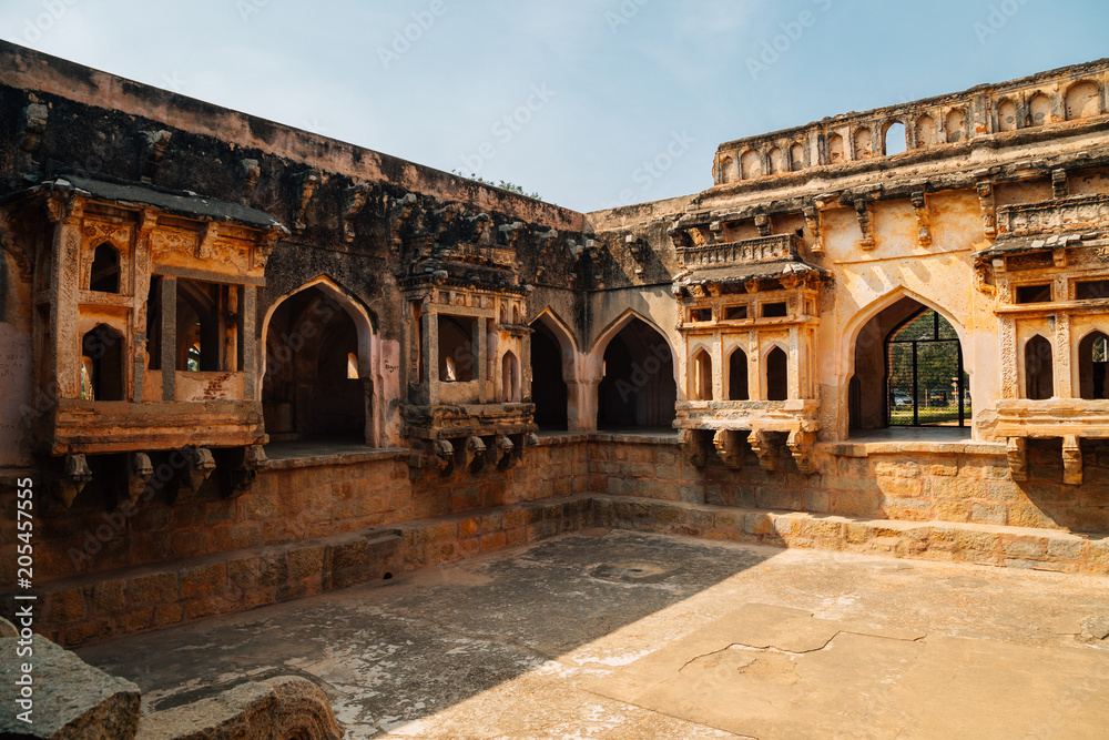 Queen's bath, Ancient ruins in Hampi, India