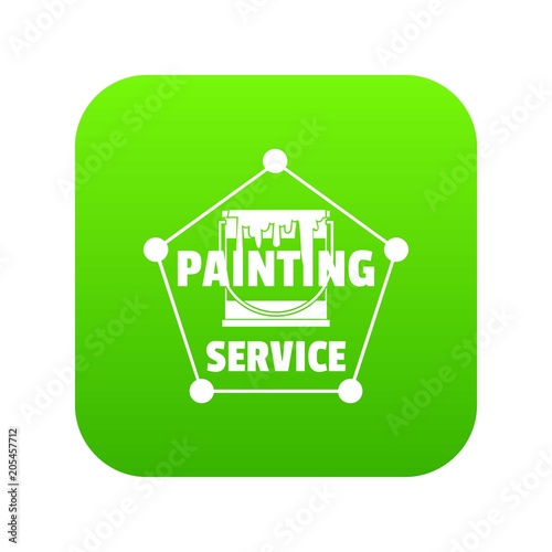 Painting service icon green vector isolated on white background
