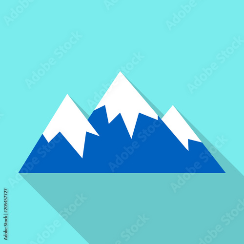 Snow mountain peak icon. Flat illustration of snow mountain peak vector icon for web design photo