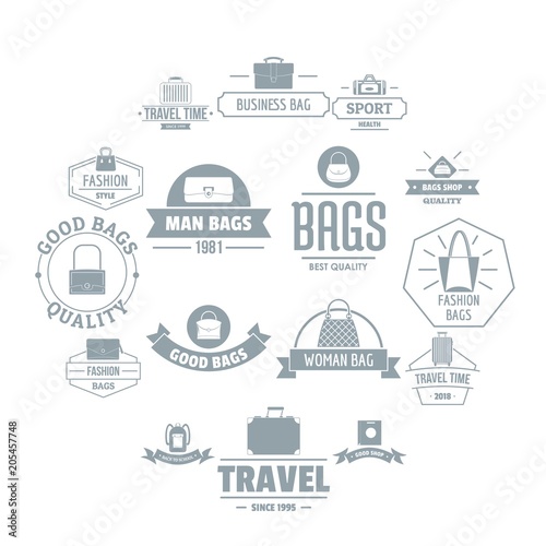 Travel baggage logo icons set. Simple illustration of 16 travel baggage logo vector icons for web