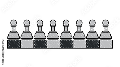 chessboard with pawns over white background, colorful design. vector illustration