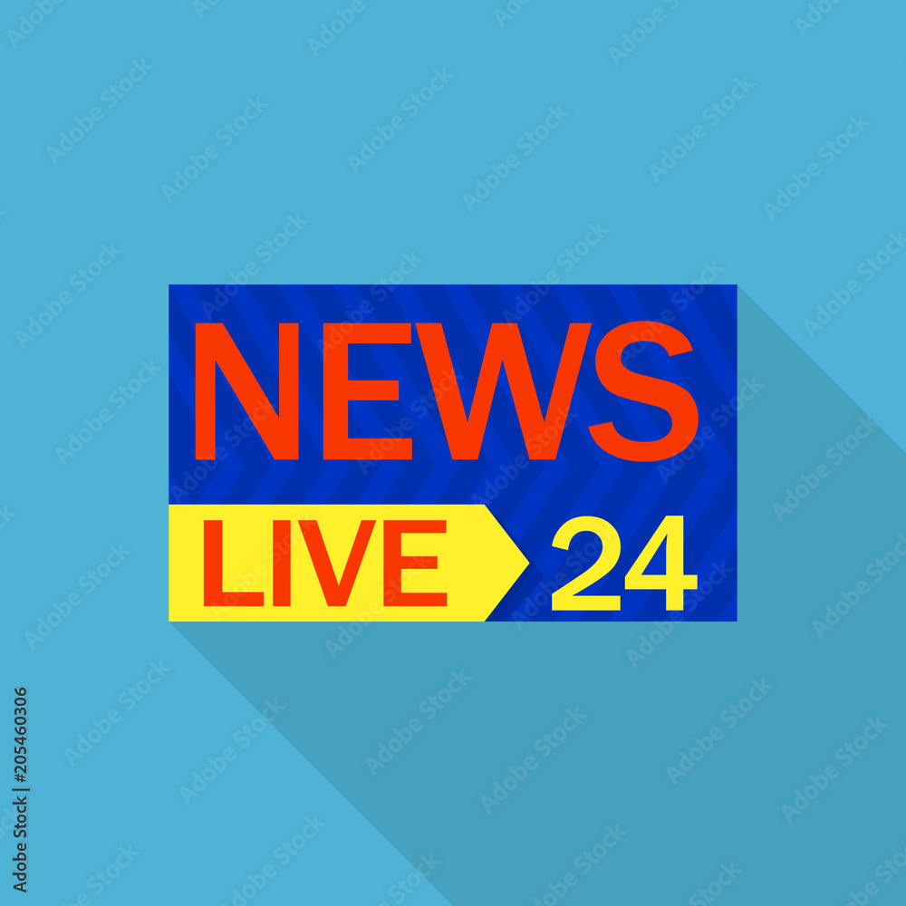 Live news 24 logo. Flat illustration of live news 24 vector logo for web design Live news 24 logo. Flat illustration of live news 24 vector logo for web design