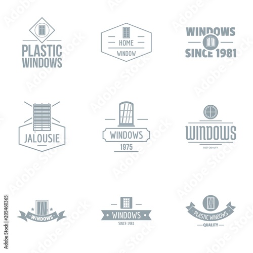 Contemporary window logo set. Simple set of 9 contemporary window vector logo for web isolated on white background