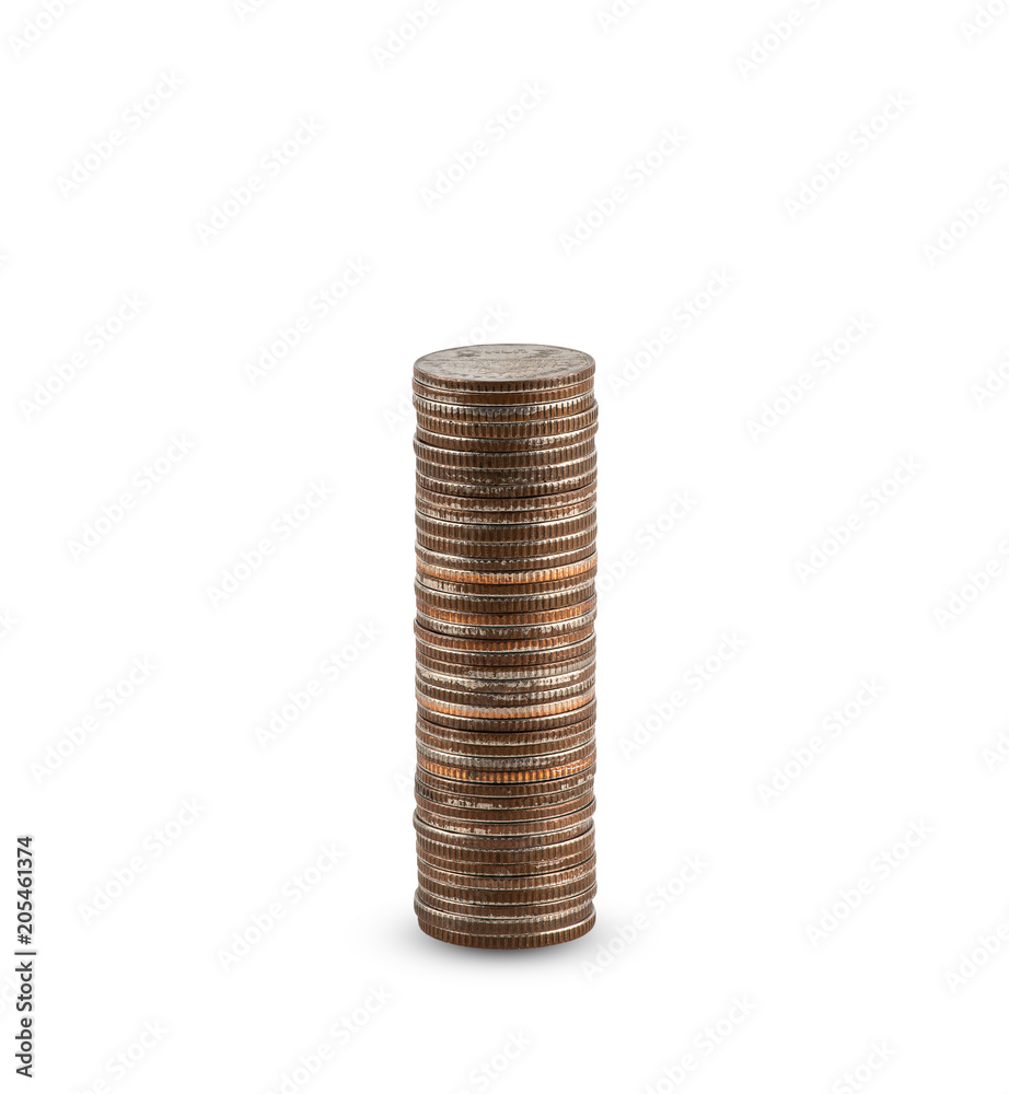 Coin stacks as a graph isolated on white background Coin stacks as a graph isolated on white background