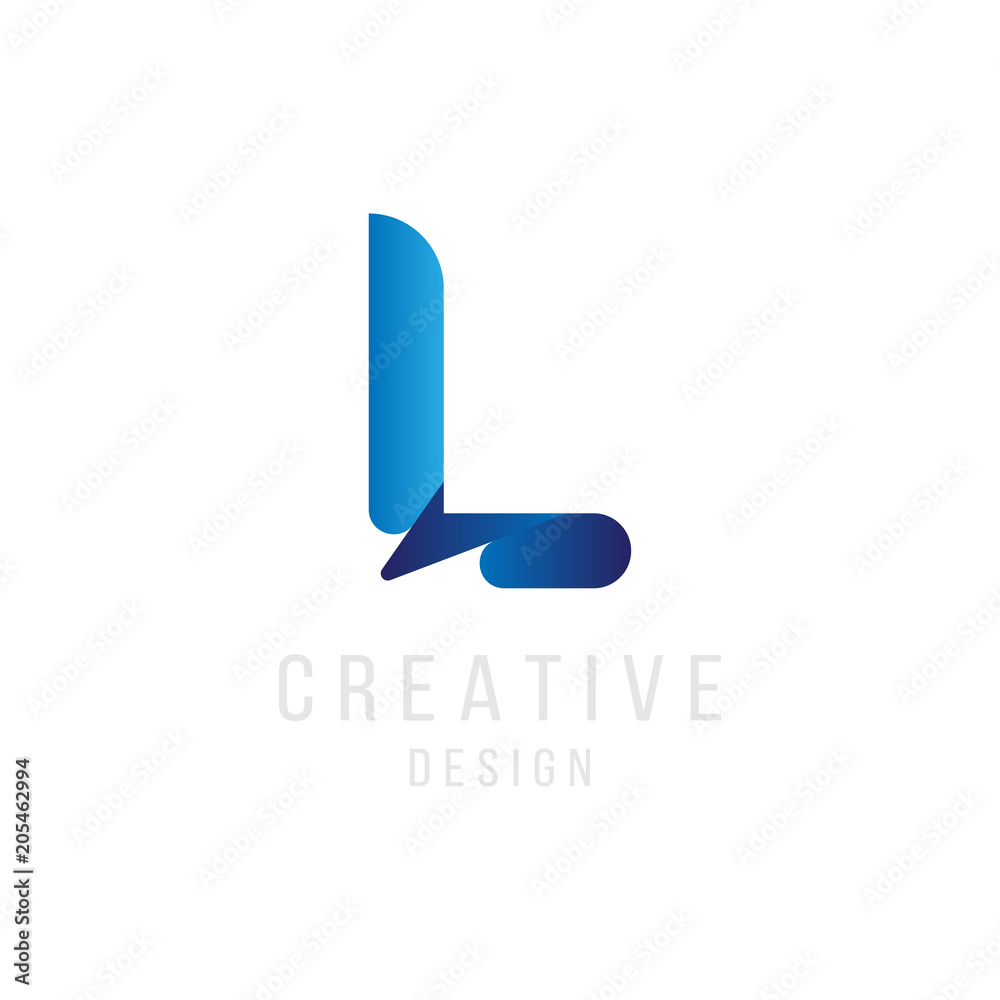 Original Letter L in blue colour for logotype. Vector sign logo design template. Flat illustration EPS10